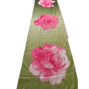 Vintage symphony signed scarf pink Floral 100% Silk long DESIGNER luxury green